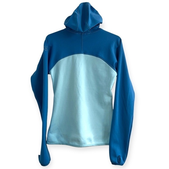 Outdoor Research Full Zip Fleece two tone warm Hoodie blue active thumb hole XS - Picture 2 of 6